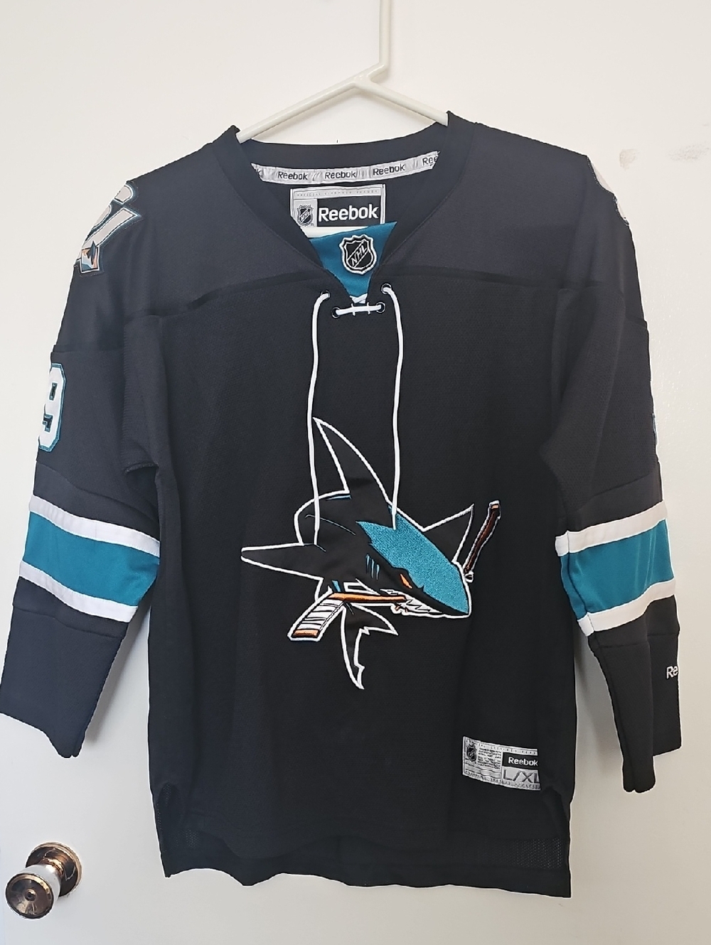 Reebok San Jose Sharks Black Teal Hockey Jersey